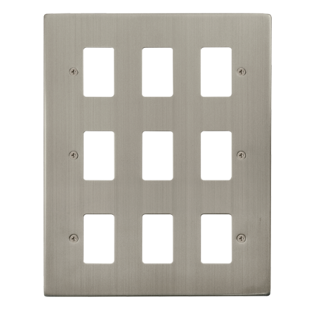 Click Deco Stainless Steel 9 Gang Grid Pro Front Plate VPSS20509