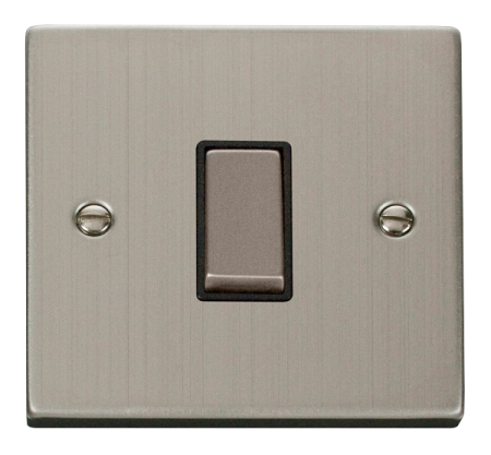 Click Deco Stainless Steel 1 Gang Intermediate Light Switch Black Insert | Vpss425bk