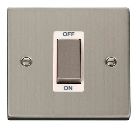 Click Deco Stainless Steel Single 50a Dp Cooker Switch White Insert | Vpss500wh