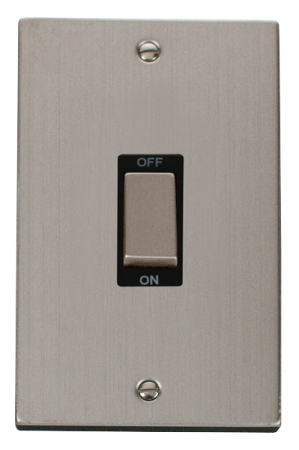 Click Deco Stainless Steel 2-gang 50a Dp Cooker Switch Black Insert | Vpss502bk