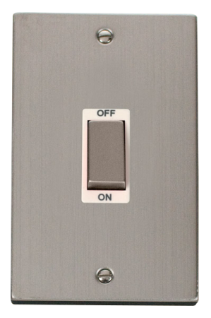 Click Deco Stainless Steel 2-gang 50a Dp Cooker Switch White Insert | Vpss502wh