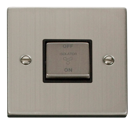 Click Deco Stainless Steel 10a 3 Pole Fan Isolator Switch Black Insert | Vpss520bk