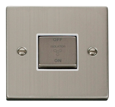 Click Deco Stainless Steel 10a 3 Pole Fan Isolator Switch White Insert | Vpss520wh