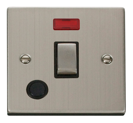 Click Deco Stainless Steel Single 20a Switch & Flex Outlet Neon Black Insert | Vpss523bk