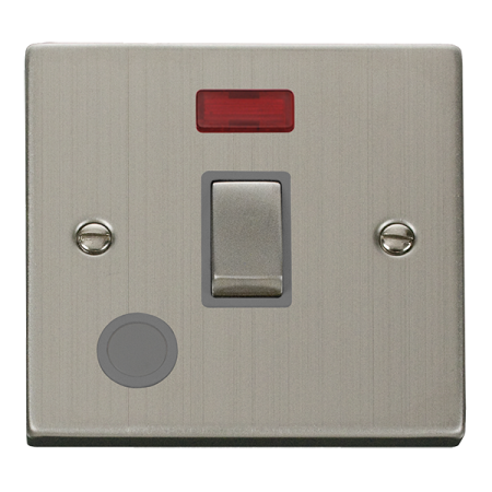 Click Deco Stainless Steel Single 20a Switch & Flex Outlet Neon Grey Insert | Vpss523gy