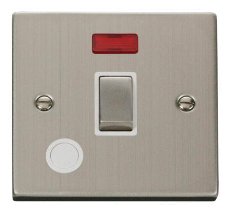 Click Deco Stainless Steel Single 20a Switch & Flex Outlet Neon White Insert | Vpss523wh
