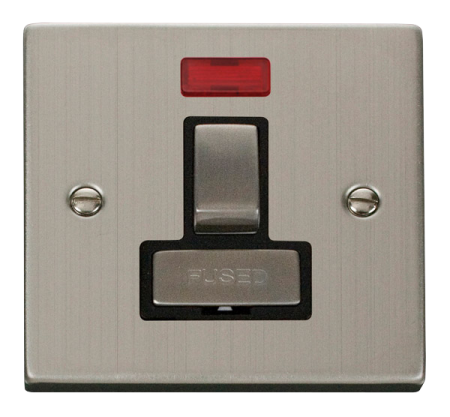 Click Deco Stainless Steel Single 13a Switched Spur & Neon Black Insert | VPSS752BK