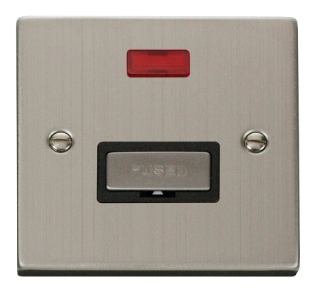 Click Deco Stainless Steel Single 13a Unswitched Spur & Neon Black Insert | VPSS753BK
