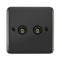 Click Deco Plus Black Nickel Twin Isolated Coaxial Outlet DPBN159BK