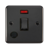 Click Deco Plus Black Nickel 20A Double Pole Switch with Flex Outlet and Neon DPBN523BK