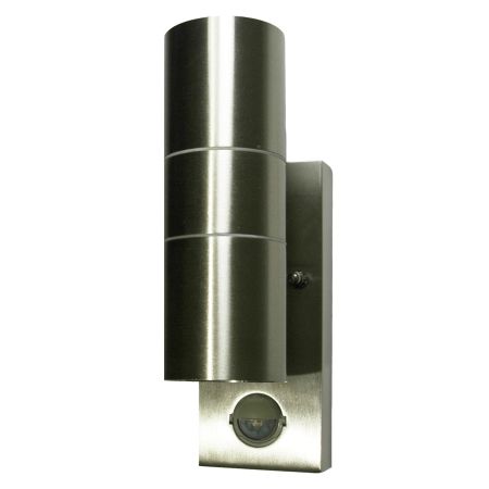 Hispec Up and Down Wall Light with PIR Sensor Stainless Steel Finish HSLEDUL/PIR