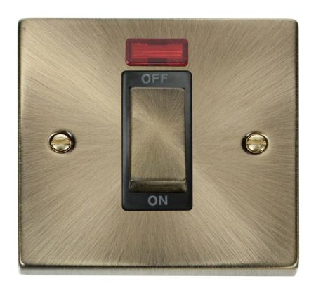 Click Deco Antique Brass 1 Gang 45A DP Cooker Switch + Neon | VPAB501BK
