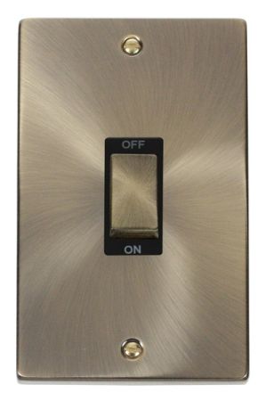 Click Deco Antique Brass 2 Gang 45A DP Cooker Switch | VPAB502BK