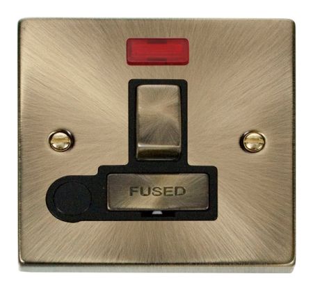 Click Deco Antique Brass Switched Fuse Spur Neon + F/O | VPAB552BK