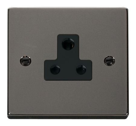 Click Deco Black Nickel 5A Round Pin Single Socket Black Insert VPBN038BK