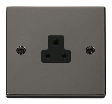 Click Deco Black Nickel 2A Round Pin Single Socket Black Insert VPBN039BK