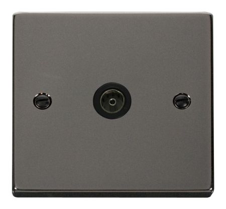 Click Deco Black Nickel Single Coaxial TV Socket Black Insert VPBN065BK