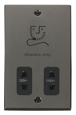 Click Deco Ingot Black Nickel Dual Voltage Shaver Outlet Black Insert VPBN100BK