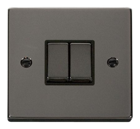 Click Deco Ingot Black Nickel 2 Gang Light Switch Black Insert VPBN412BK