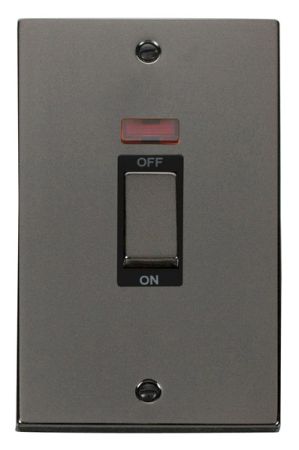 Click Deco Ingot Black Nickel 45a DP Double Cooker Switch & Neon Black Insert VPBN503BK