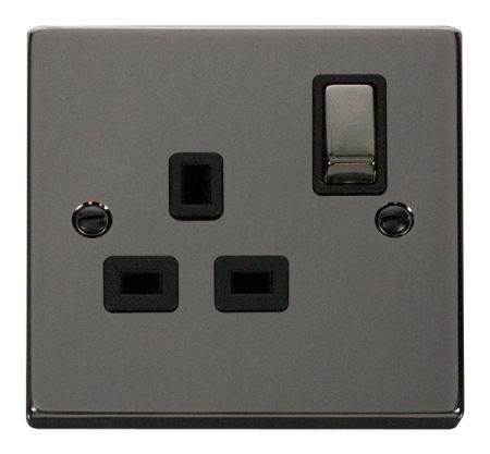Click Deco Ingot Black Nickel 13A Single Socket Black Insert VPBN535BK