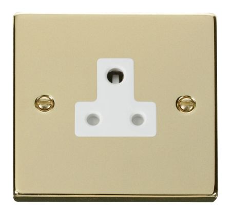 Click Deco Polished Brass 5A Round Pin Single Socket White Insert VPBR038WH