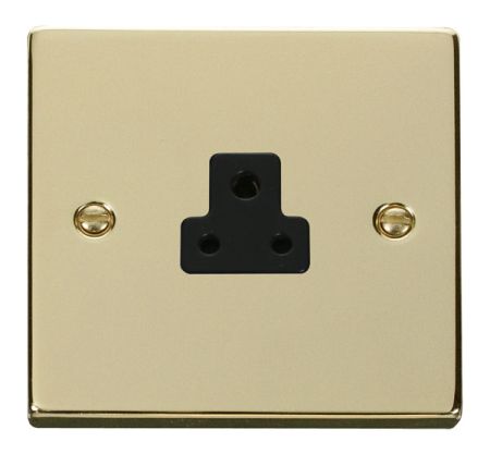 Click Deco Polished Brass 2A Round Pin Single Socket Black Insert VPBR039BK