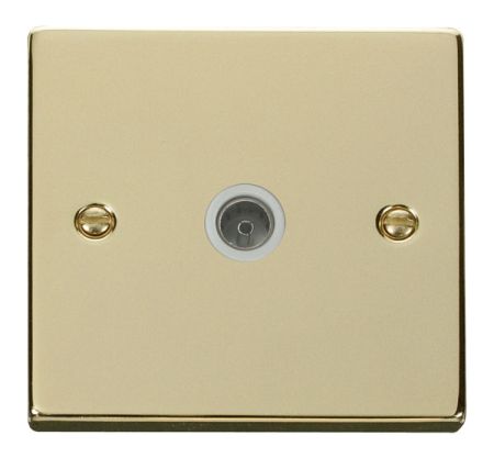 Click Deco Polished Brass Single Coaxial TV Socket White Insert VPBR065WH