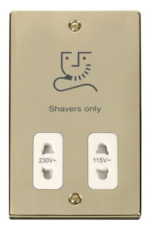 Click Deco Polished Brass Shaver Socket White Insert VPBR100WH