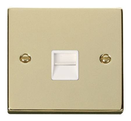 Click Deco Polished Brass Single Telephone Master Socket White Insert VPBR120WH