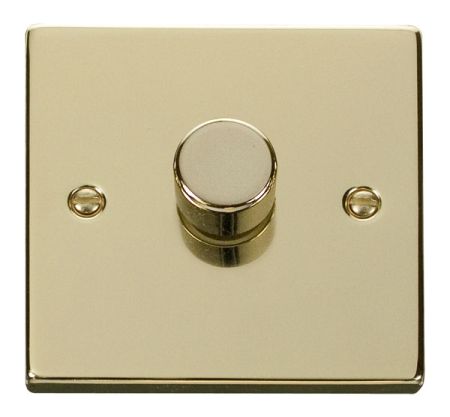 Click Deco Polished Brass 1 Gang 5 - 100W LED Dimmer Switch | VPBR161