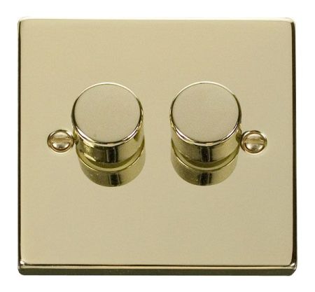 Click Deco Polished Brass 2 Gang 400w Dimmer Switch VPBR152