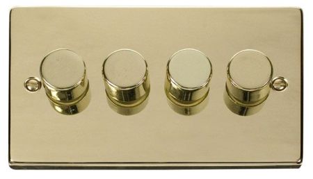 Click Deco Polished Brass 4 Gang 400w Dimmer Switch VPBR154