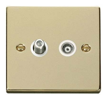 Click Deco Polished Brass Satellite and Coaxial Socket White Insert VPBR157WH