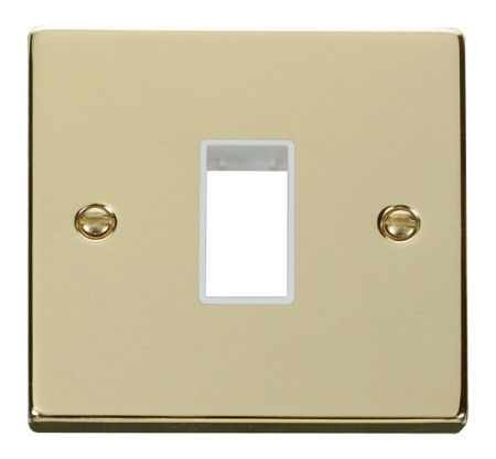 Click Deco Single Aperture Polished Brass Unfurnished Plate White Insert VPBR401WH