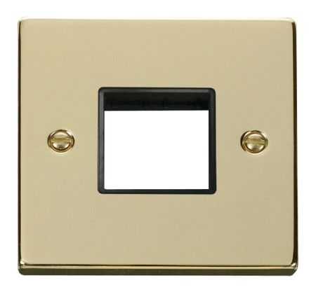 Click Deco Twin Aperture Polished Brass Unfurnished Plate Black Insert VPBR402BK