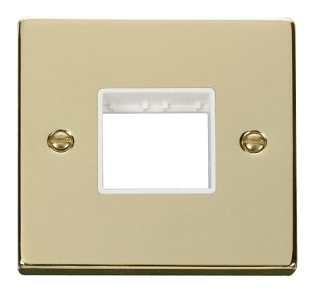 Click Deco Twin Aperture Polished Brass Unfurnished Plate White Insert VPBR402WH
