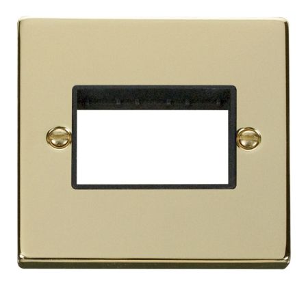Click Deco Triple Switch Aperture Polished Brass Unfurnished Plate Black Insert VPBR403BK