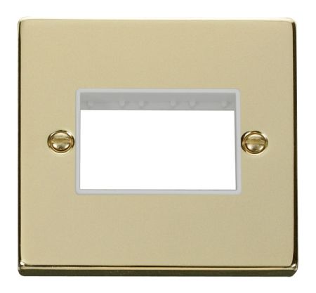 Click Deco Triple Switch Aperture Polished Brass Unfurnished Plate White Insert VPBR403WH