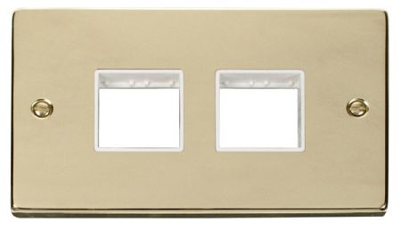 Click Deco (2+2) Switch Aperture Polished Brass Unfurnished Plate White Insert VPBR404WH