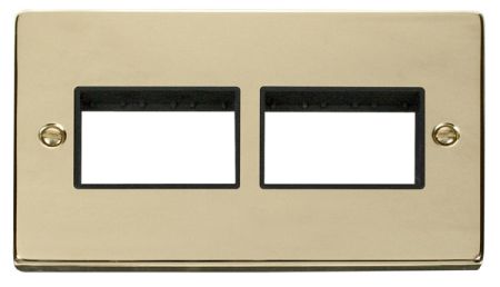 Click Deco (3+3) Switch Aperture Polished Brass Unfurnished Plate Black Insert VPBR406BK
