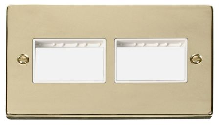 Click Deco (3+3) Switch Aperture Polished Brass Unfurnished Plate White Insert VPBR406WH
