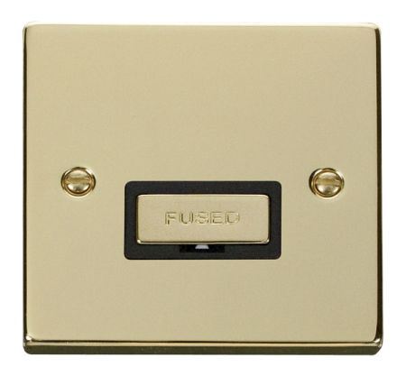 Click Deco Ingot Polished Brass Unswitched Fused Spur Black Insert VPBR750BK
