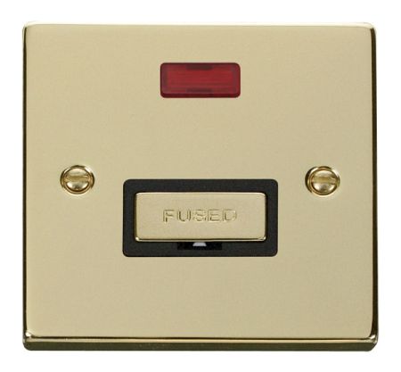 Click Deco Ingot Polished Brass Unswitched Fused Spur C/W Neon Black Insert VPBR753BK