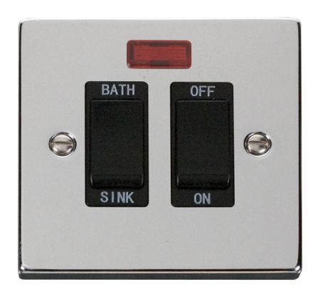 Click Deco Polished Chrome 20A DP Sink & Bath Switch With Neon Black Insert VPCH024BK