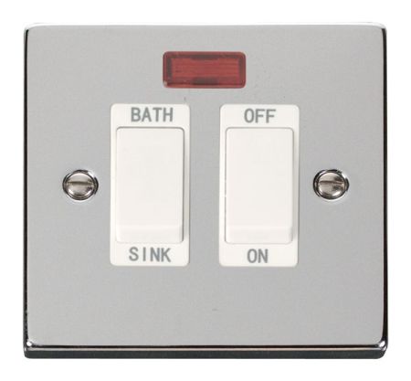 Click Deco Polished Chrome 20A DP Sink & Bath Switch With Neon White Insert VPCH024WH