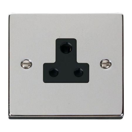 Click Deco Polished Chrome 5A Round Pin Single Socket Black Insert VPCH038BK