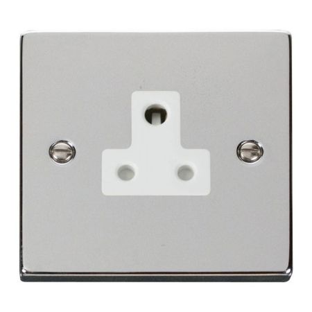 Click Deco Polished Chrome 5A Round Pin Single Socket White Insert VPCH038WH