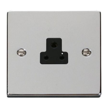 Click Deco Polished Chrome 2A Round Pin Single Socket Black Insert VPCH039BK