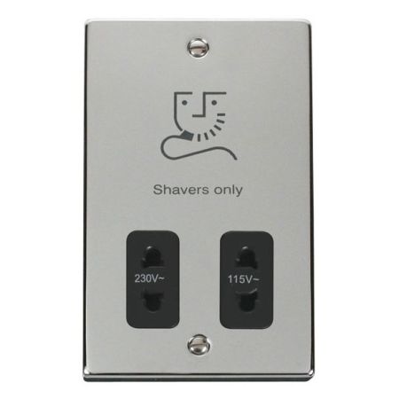 Click Deco Polished Chrome Black Insert Shaver Socket VPCH100BK